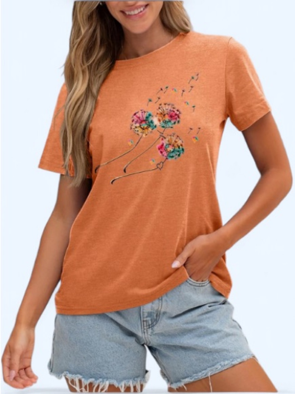 Peach Graphic Women’s Top  Short Sleeve Size L